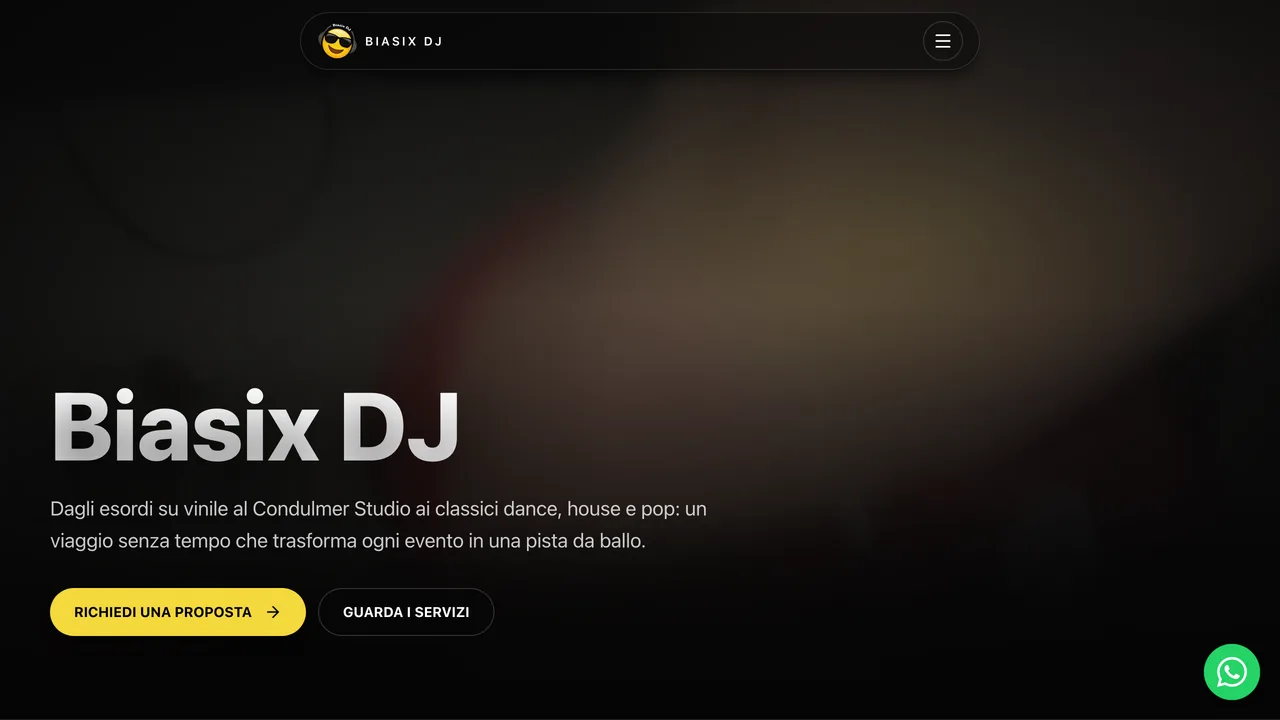 Portfolio BiasixDJ con contenuti dedicati a musica ed eventi