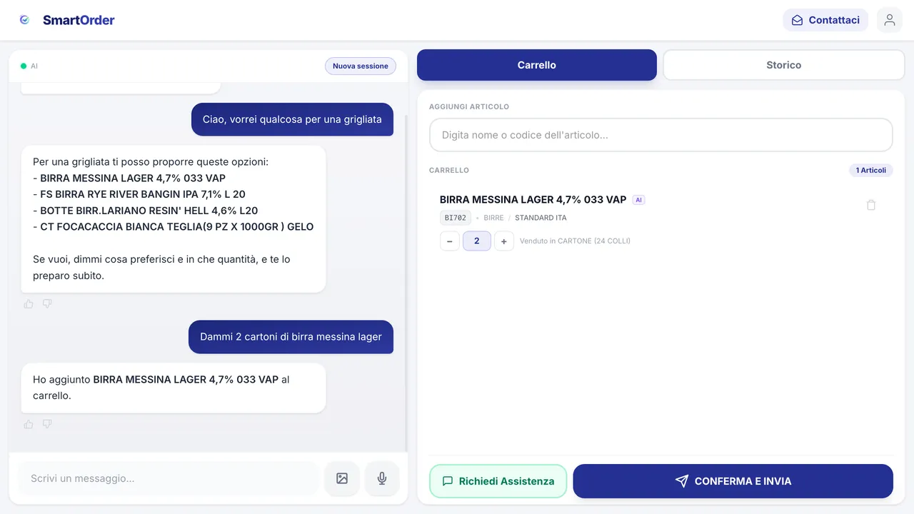 Interfaccia del progetto software SmartOrder