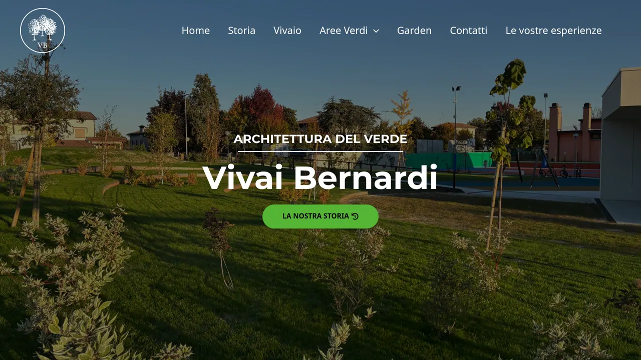 Homepage di Vivai Bernardi con piante e servizi di progettazione